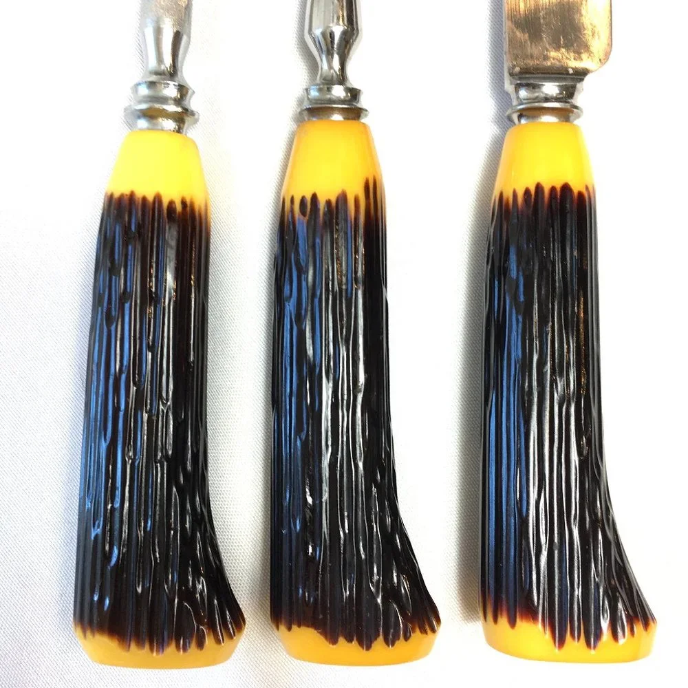 * Carving 3 piece Set B. Thomas & Co. Sheffield MCM Vtg